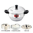 thumbnail image 2 of Compact 12 Stainless Steel Idly Maker With Encapsulated Sandwich Bottom - 3 Idly Plates+ 2 Steamer Plates For Momos + 1 Mini Idly Plate For Idly & Dhokla - Silver, 3.5 Liters | Compact 12 Ultra, 2 of 5