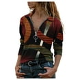 thumbnail image 1 of Pompotops Blouse à Manches Longues Imprimée avec Fermeture Éclair et Col Rabattu pour Femmes, 1 of 5