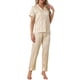 thumbnail image 2 of Conjunto de pijama de 2 piezas para mujer INSPIRE CHIC, camisa de satén de botones cortos con pantalones largos, talla XS, color champán, 2 of 6