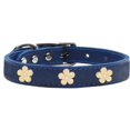 thumbnail image 1 of Gold Flower Widget Genuine Leather Dog Collar Blue 12, 1 of 1