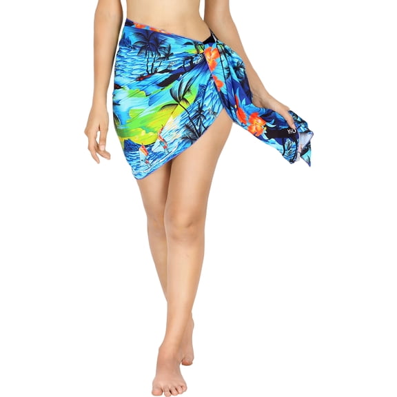 HAPPY BAY Women's Beachwear Summer Beach Bikini Wraps Sarong Coverups Wrap Skirt Bathing suit Swimsuit Swimwear Swim Cover up for Women One Size Blue_T668