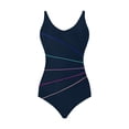 thumbnail image 1 of Cathalem Plus Size Swimwear for Women Ruffle Cutout Bathing Suits Slimming Tummy Control V Neck Wrap Swimwear,Navy S, 1 of 3