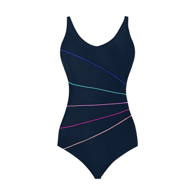 Cathalem Swimsuits for Women One Piece Suit Square Neck Cutout Back Tummy Control with Adjustable Spaghetti Straps,Navy M