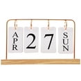 thumbnail image 1 of Miangastore Calendrier Perpétuel Réutilisable avec Base en Bois et Cadre en Fer Calendrier Vintage pour Bureau Maison Quotidien Calendrier Rabattable pour Bureau, 1 of 8