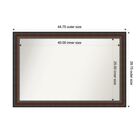 Amanti Art Custom Wall and Bathroom Mirror (29.75 x 44.75 in.), Cyprus Walnut Frame