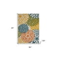 thumbnail image 2 of 7' X 10' Turquoise Floral Non Skid Indoor Outdoor Area Rug, 2 of 5