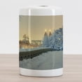 thumbnail image 2 of Winter Ceramic Toothbrush Holder, Central Park Winter Skyscrapers and Snow Bow Bridge Manhattan New York, Decorative Versatile Countertop for Bathroom, 4.5" X 2.7", Orange White Olive Green, 2 of 4