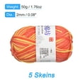 thumbnail image 2 of Unique Bargains Lot de 5 Fils de Mélange de Coton 50 g Fils d'Artisanat au Crochet pour Tricot Orange Rouge, 2 of 8
