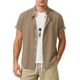 thumbnail image 2 of Bxsruta Men's Summer Casual Short Sleeve Button Front Shirt Lightweight Breathable Polyester Spandex, 2 of 8