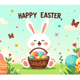 thumbnail image 4 of LUUFILx Easter Bunny Backdrop Banner Flower Eggs Decorations Spring Festival Celebration Party Supplies Floral Photography Props Background, 4 of 8