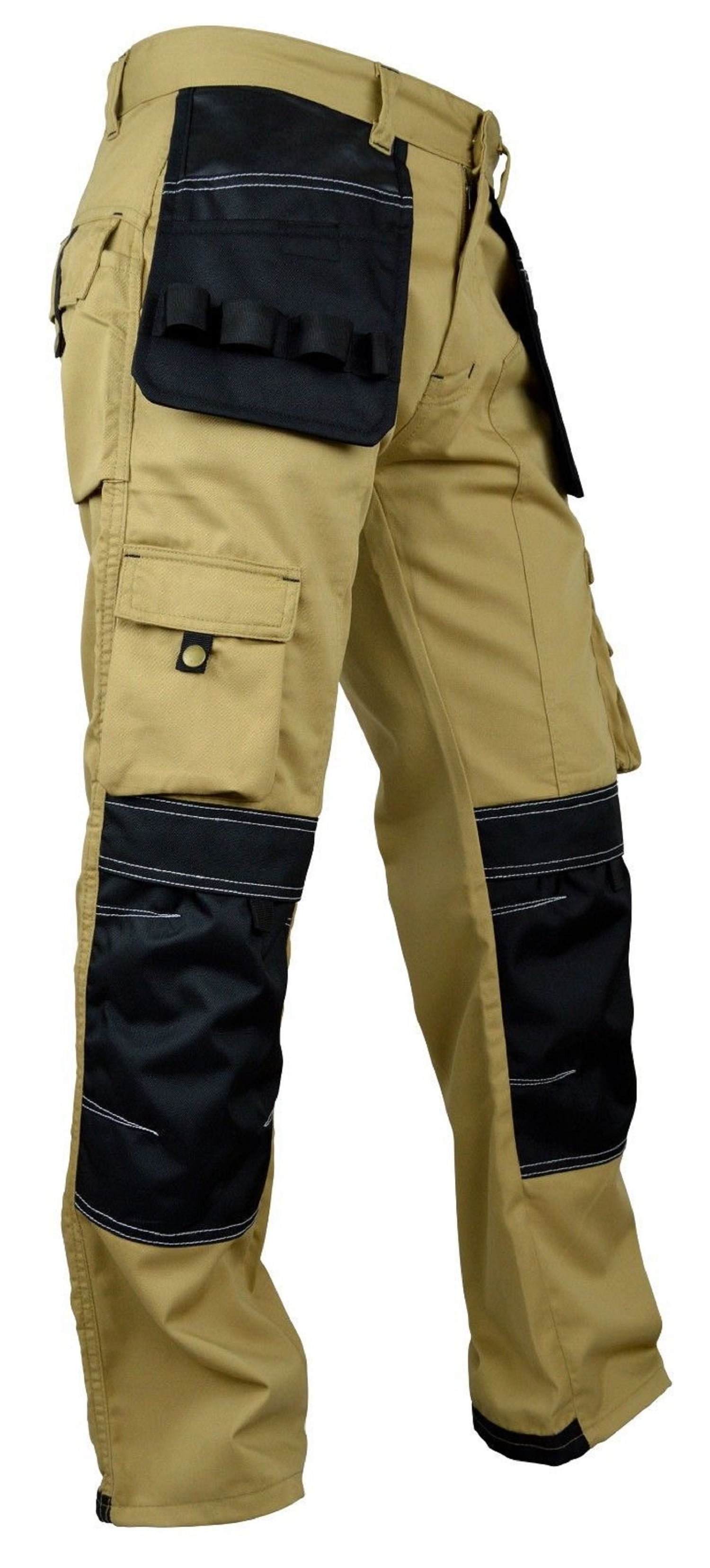 Skylinewears Men Work Pants Construction Utility Heavy Duty Reinforcement  Workwear Trousers Carpenter Pants Khaki W38-L32