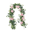 thumbnail image 1 of Guirnalda floral artificial colgante de flores de falsas rosas, , guirnalda de eucalipto con flores para decoración de arco de boda, 1 of 9