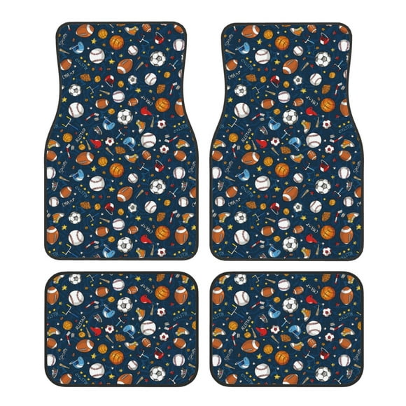 Fotbe Ball Sports Juego de 4 Tapetes para Auto con Estampado – Alfombrillas de Goma Reforzada, Diseño Antideslizante, Protección para Todo el Año – Vehículos, Autos, Camionetas y SUVs