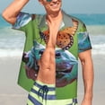 thumbnail image 7 of Fuzoiu Butterfly Landing On Head Dumpy Frog Print Hawaiian Shirt for Men, Summer Beach Casual Short Sleeve Button Down Shirts, Men’s Beach Summer Shirts with Pocket,Medium, 7 of 7