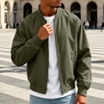 thumbnail image 5 of Mens Bomber Jacket Lightweight Zip Up Flight Jacket Ribbed Collar Windbreaker Casual Coats Spring Fall Outerwear Army Green 4XL, 5 of 9