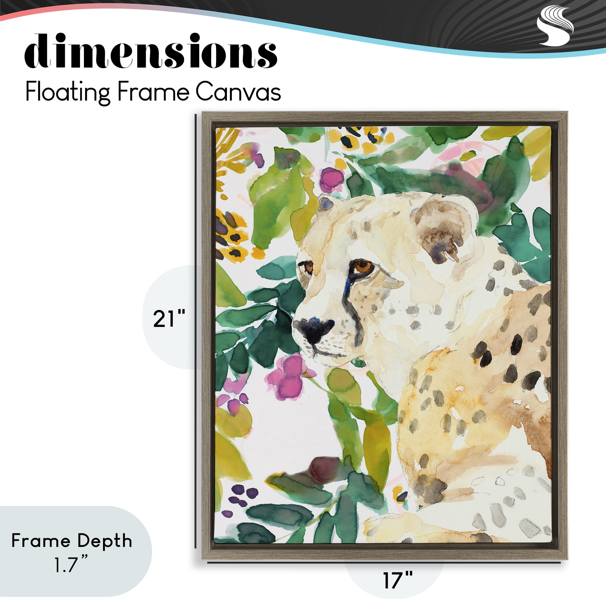 Stupell Industries Garden Plants Leopard Brown Framed Floater Canvas Wall Art, design by Lanie Loreth