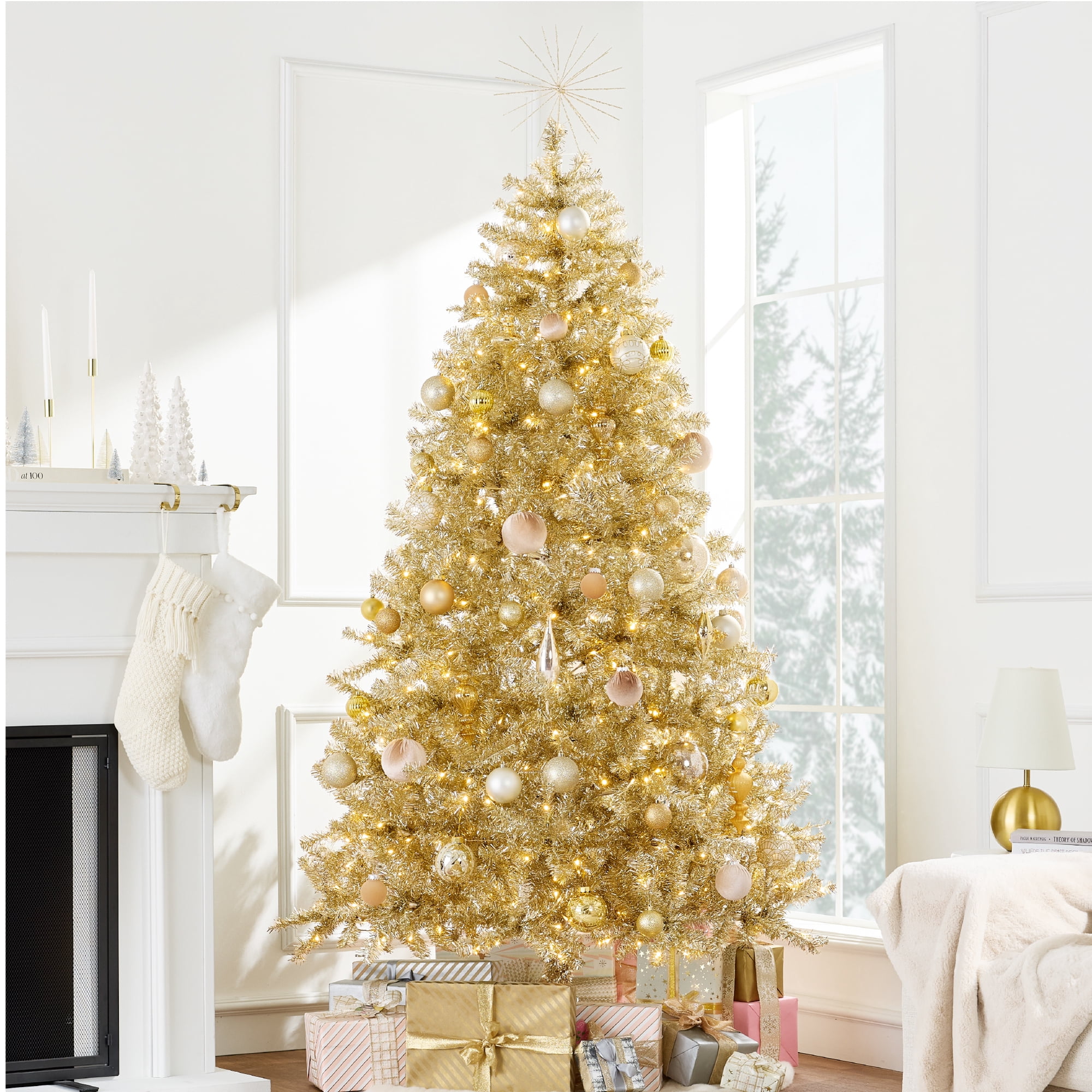 Best Choice Products 7.5ft Artificial Tinsel Christmas Tree with Viral Twinkling Lights, Pre-Lit Pine, 550 Lights
