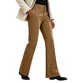 thumbnail image 4 of LEKWK Flared Dress Pants for Men Slim Fit Bootcut Trousers Retro Style Casual Slacks with Pockets Smooth Draped Apparel for Business Work Office Party Outing Brown XL, 4 of 7