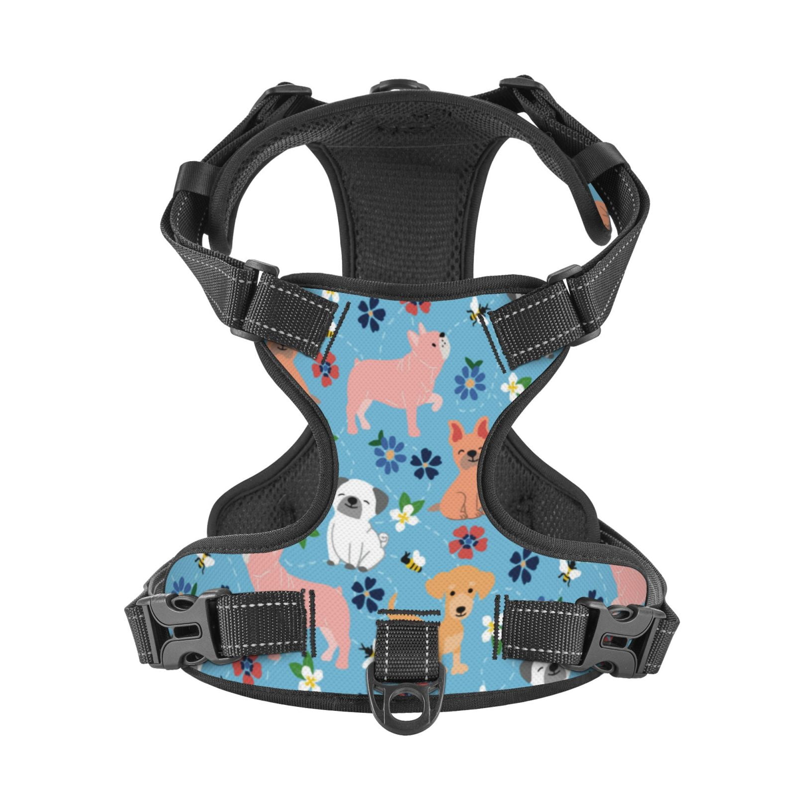 Kdxio Cute Dog Print No Pull Dog Harness Adjustable Reflective Oxford Easy Control Medium Large Dog Harness for Training and Everyday-Large
