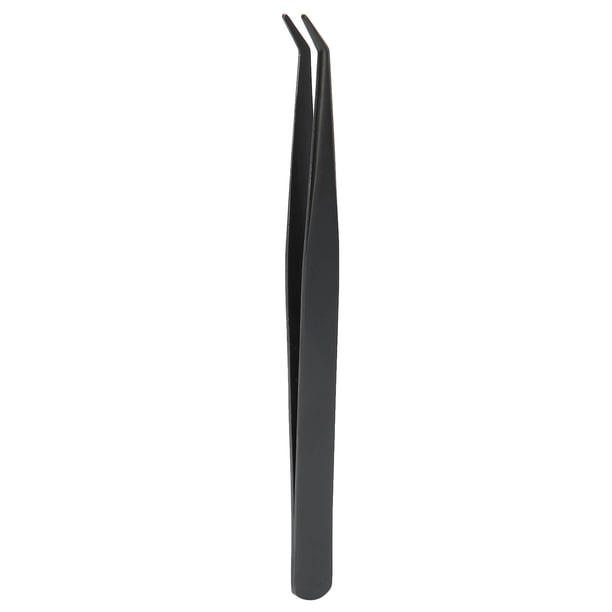 Aplicador de pestañas postizas profesional de acero inoxidable, pinzas curvas para extensiones de pestañas, color negro