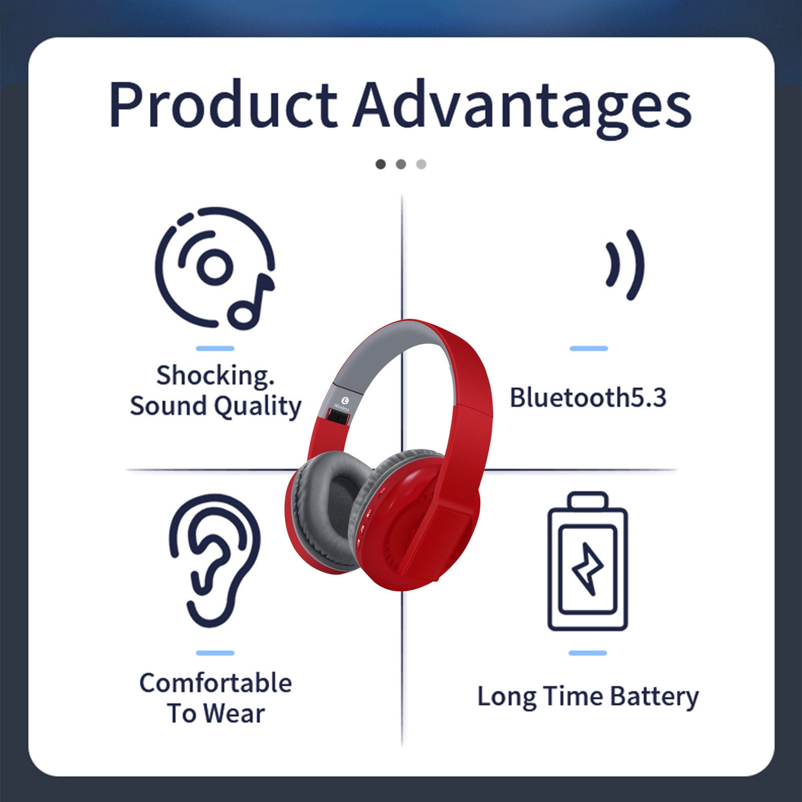 Bluetooth Headset – 5.3 Wireless Bluetooth Headset, Full-Ear Heavy Plug-In Card, Foldable And Telescopic Plug-In Cable For Communication