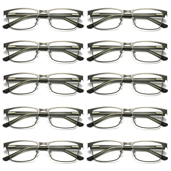 10 Pairs Mens Metal Frame Spring Hinge Blue Light Blocking Reading Glasses Readers  1.00