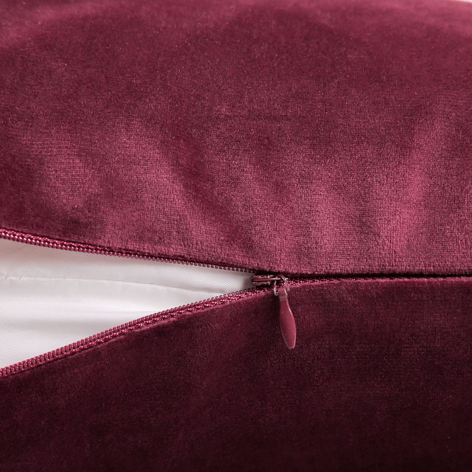 Phantoscope Silky Velvet Decorative Throw Pillow, 20 x 20 in, Dark Red, 1 Pack