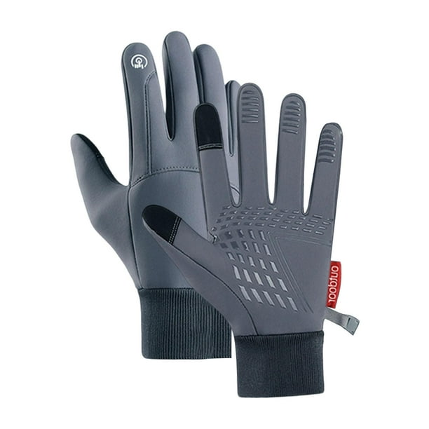 Guantes cálidos de invierno, mitones, forro suave, guantes para clima frío, resistentes al desgaste, completos Gris