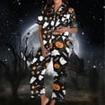 thumbnail image 2 of Pjs Sets for Women Halloween Fall Soft 2 Piece Sets Cute Pumpkin Short Sleeve Top With Long Pants Lightweight Breathable Soft Pajama Set Black L, 2 of 4