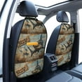 thumbnail image 3 of Easygdp Wood Grain Shark Car Kick Mat Seat Cover 2 Pcs Anti-Kick Pockets Storage Mat Back Seat Cover Car Seat Protector, 3 of 8