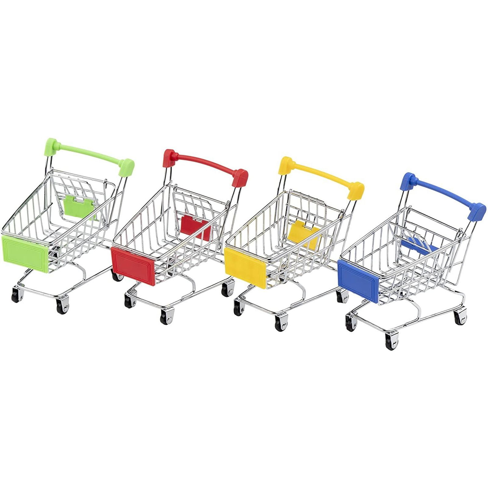 Mini Shopping Cart - 4-Pack Desk Organizers, Pen Pencil Holder Storage Toy for Stationery Supplies, 4 Colors, 3.25 X 4.375 X 4.75 inches