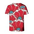 thumbnail image 5 of Camiseta informal para mujer con estampado floral y cuello en V, manga corta, jersey, blusa, tops Fridja  zx4012, 5 of 5