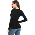 thumbnail image 4 of Women Long Sleeve Crew Neck/Scoop Neck Rayon Slim Fit Stretchy Layer T Shirts Tops, 4 of 4
