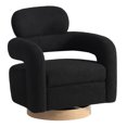 thumbnail image 4 of WestinTrends Mid-Century Modern Sherpa Swivel Barrel Accent Chair, Black, 4 of 7