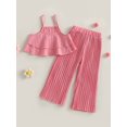 thumbnail image 2 of xiaxaixu Kids Girls Clothes Suits Solid Color Ruffles Sleeveless Sling Tank Tops and Elastic Waist Pleated Wide-Leg Pants 2Pcs Set, 2 of 8