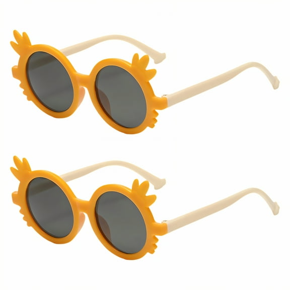 GJX 2Pcs Baby Sunglasses,Cartoon Fun Design Toddler Sunglasses Age 2-4,Uv Protection and Eye Care Infant Sunglasses,Style1