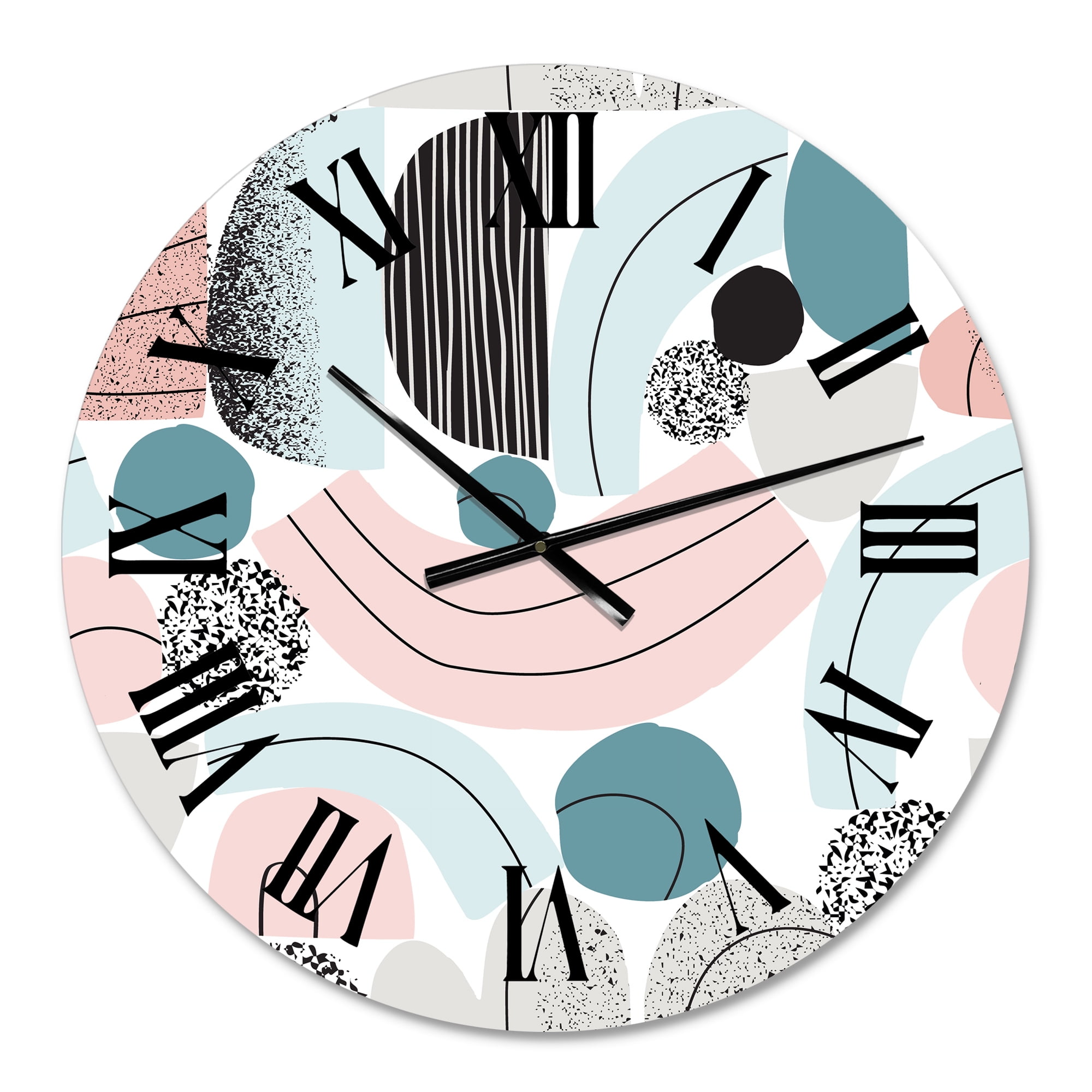 Designart 'Colorful Art Collage In Pastel Colors' Modern Wall Clock