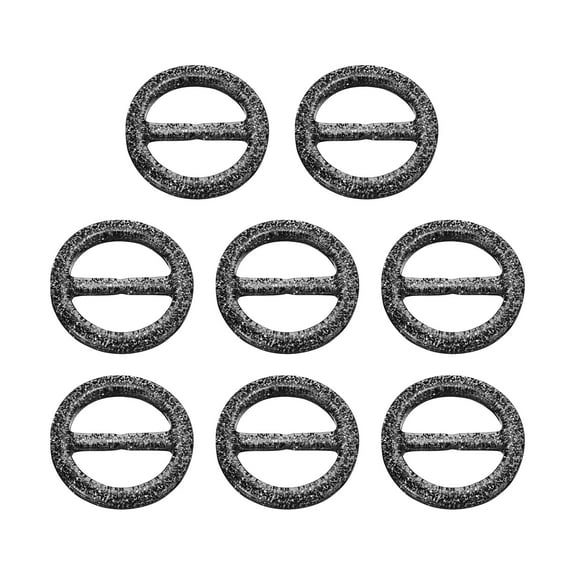 8Pack Plastic Tee Shirt Clips, 25mm Round Bling Resin Scarf Ring Buckle (Black)