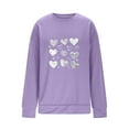 thumbnail image 5 of Womens Valentine's Day Sweatshirt Oversized Cropped Heart Print, Casual Soft Polyester Crewneck for Lounge & Gift for Her, Purple,Size M, 5 of 5