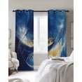 thumbnail image 4 of Blue Yellow Abstract Kitchen Curtains Modern Oil Painting Art Cafe Short Curtains for Bathroom Blackout Window Curtain Grommet Small Window Treatment Tier Drapes for Bedroom Living Room 42"x45"x2, 4 of 9