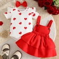 thumbnail image 2 of Wxirdiow Cute Baby Girl Outfit Baby Girl Summer Clothes Cute Outfits Short Sleeve Romper Overall Skirt Dress Headband 3PCS Newborn Outfit Red Size,0-3 Months, 2 of 6