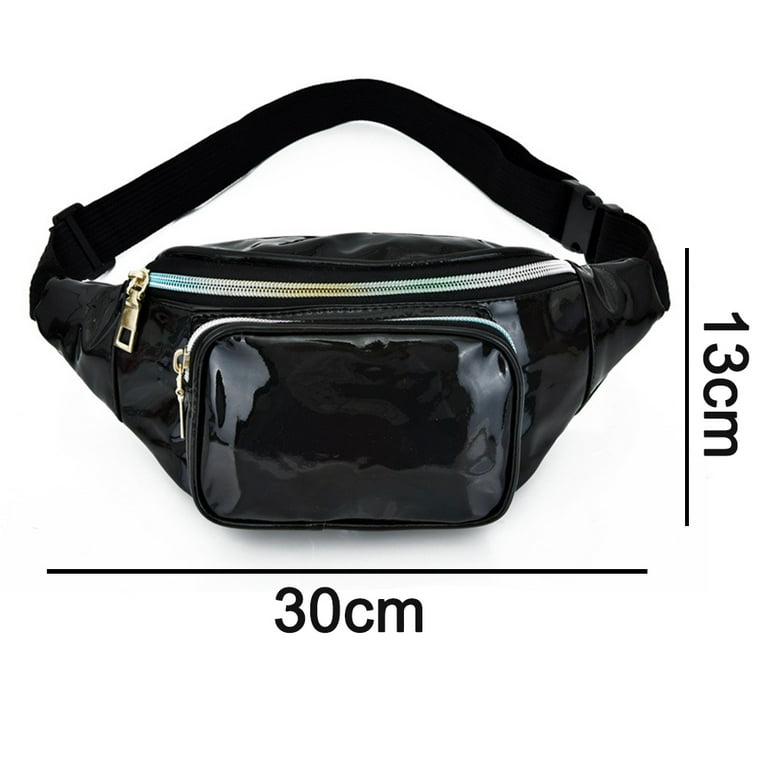 Holographic Waist Bags Adjustable Belt for Festival Running Waterproof Bum Bag with Pockets black Walmart