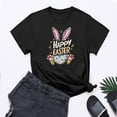 thumbnail image 2 of VBTAPA Womens Easter T-shirts Funny Cute Bunny Eggs Print Round Neck Short Sleeve Tops Novelty Holiday Graphic Tees Big Sales Today Black L, 2 of 6