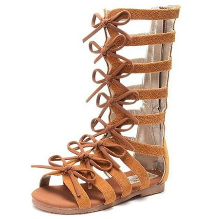 

Odema Kids Girls Zipper Bowknot Strappy Knee-High Gladiator Sandals(Toddler/Little Kid)