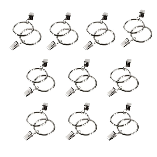 pitrice 20 Pieces 38mm Curtain Rings Round Rod Blind Hooks Removable Replacement Pole Clips Household Bedroom Living Room