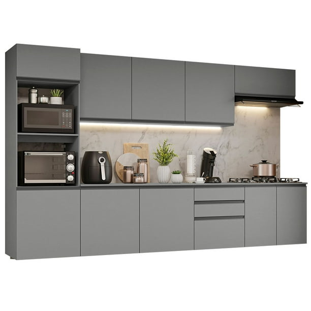 Cocina Integral Completa Modular Madesa Nice 320cm Gris