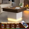 thumbnail image 4 of FABATO Lift Top Coffee Table with LED Light and Charging Station, 31.5 Inch Square Coffee Table with Hidden Storage, Modern Farmhouse Center Table for Living Room, Reception Dinning Room, White, 4 of 16