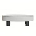 thumbnail image 5 of Kevinplus Oval Coffee Table with Faux Marble Tabletop, Mid Century Modern Coffee Table with Hidden Drawer and Storage Space , Coffee Table for Living Room, Bedroom, Office,White+Black, 5 of 12