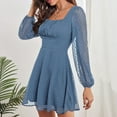 thumbnail image 1 of Vestido de cintura alta, vestido de malla de manga larga, vestido de manga larga, vestido con cierre lateral, diseñado para durar, 1 of 6