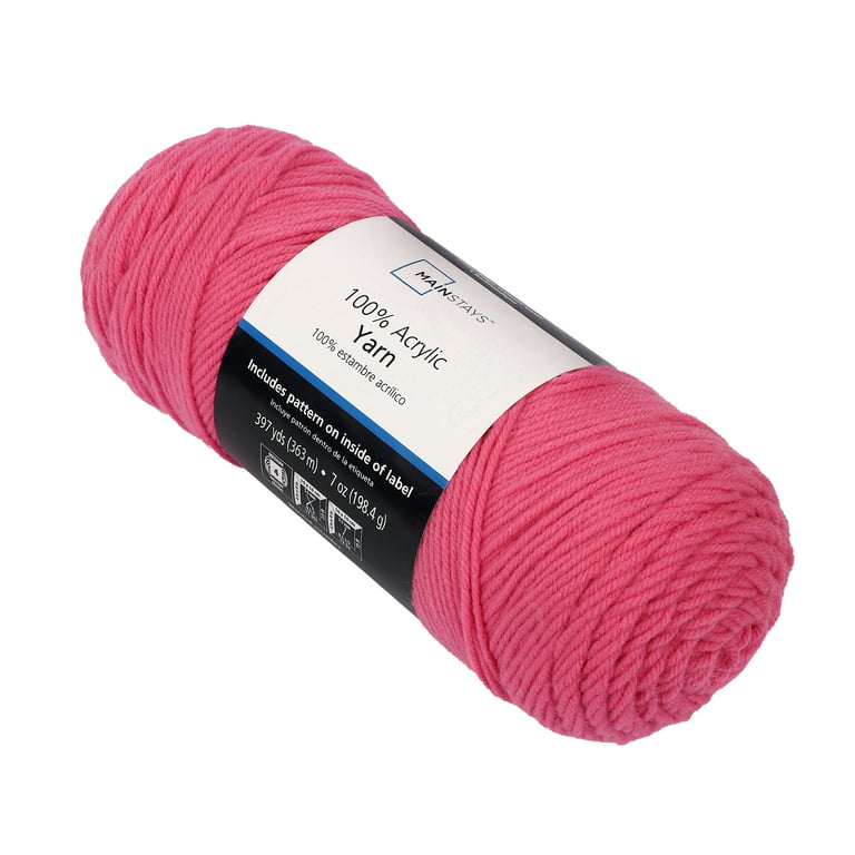 Mainstays Medium Acrylic Pink Yarn, 7 Oz 397 Yards